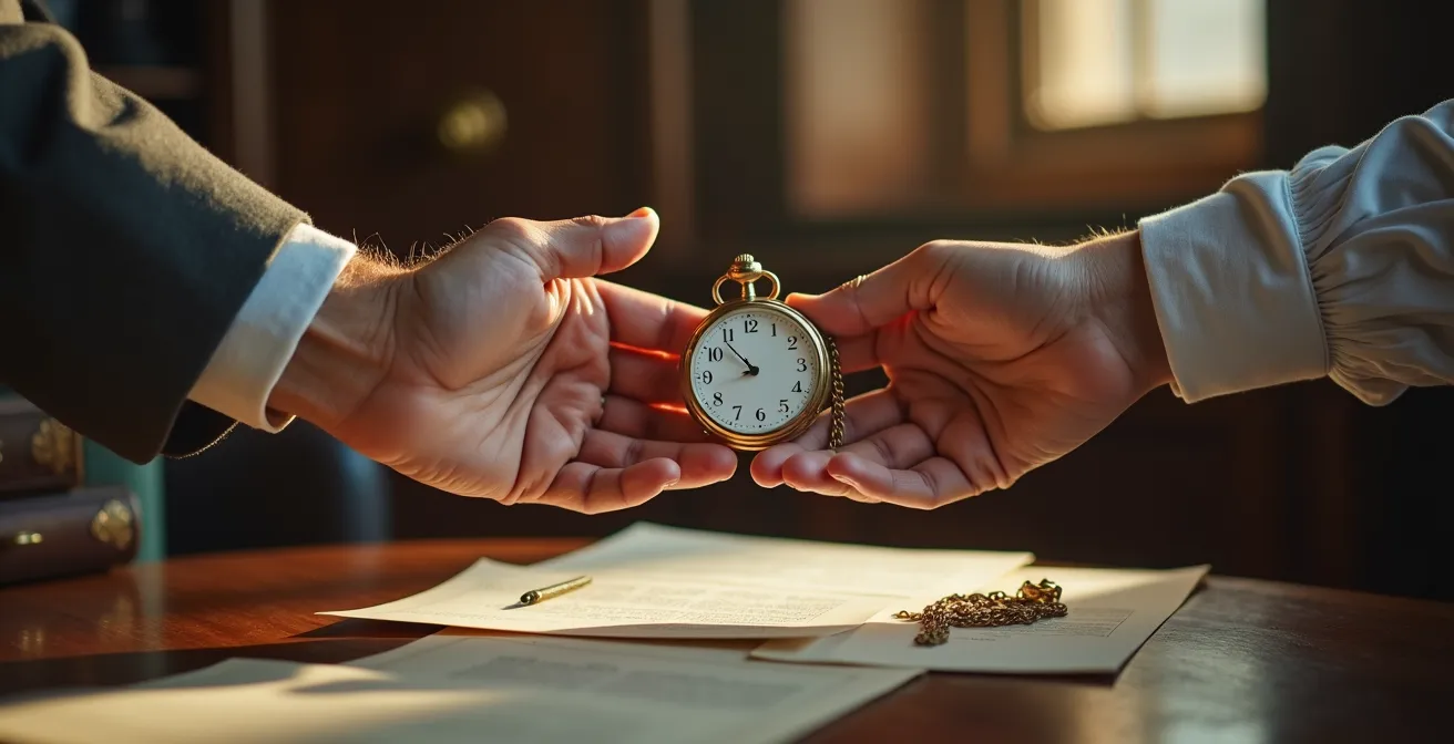 Symbolische Übergabe zwischen Generationen im Familienunternehmen