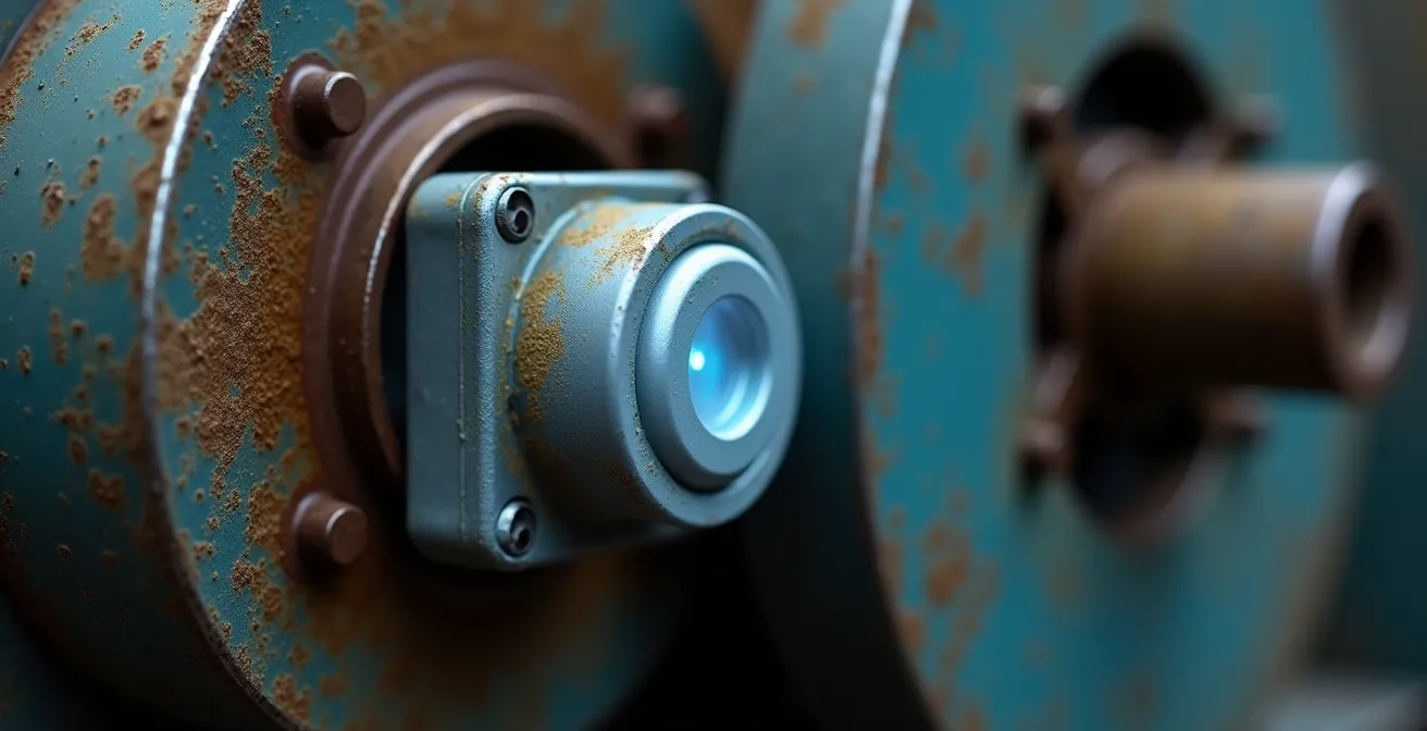 Nahaufnahme eines Retrofit-Sensors an einer Industriemaschine