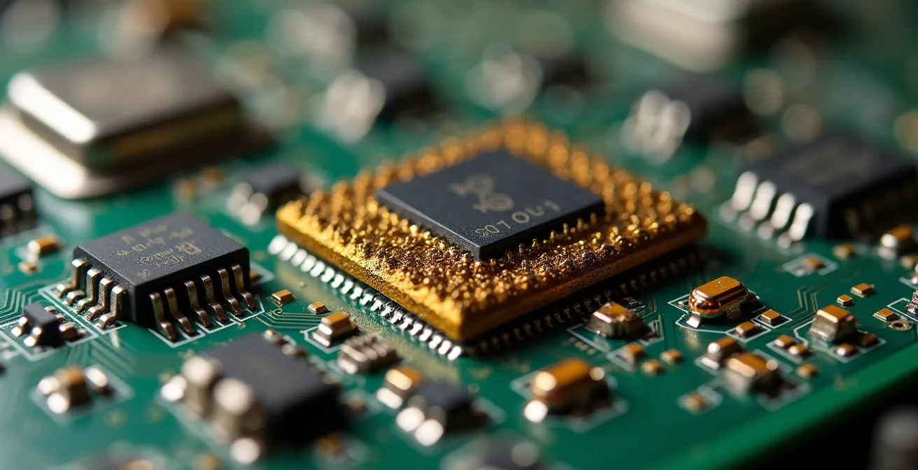 Makroaufnahme von Elektronikkomponenten für Urban Mining seltener Erden