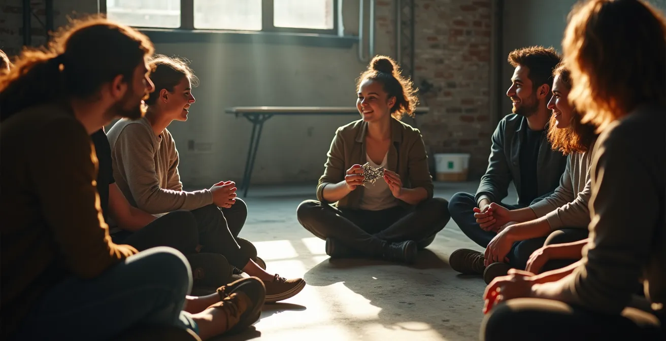 Kreative Veranstaltung wo Unternehmer ihre Fehlergeschichten auf einer Bühne teilen