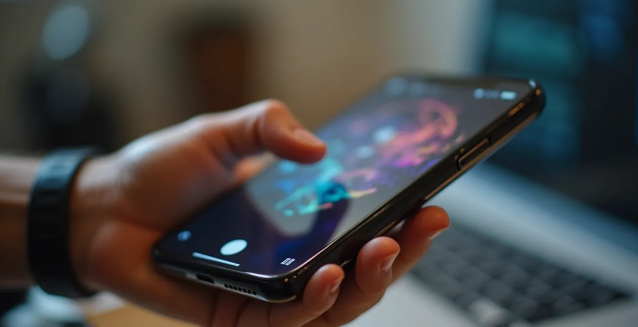 Junge Menschen der Generation Z konsumieren Video-Content auf Smartphones im Handwerkskontext