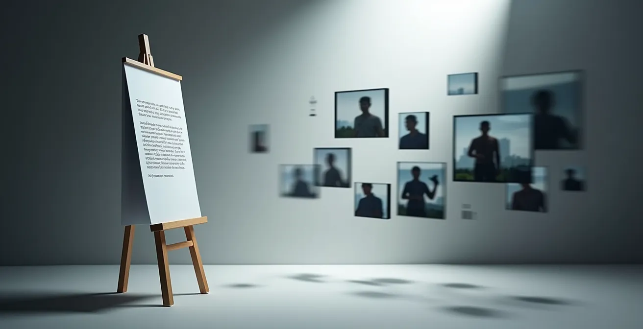 Splitscreen-Vergleich zwischen statischem Bewerbungsfoto und dynamischem Arbeitsvideo