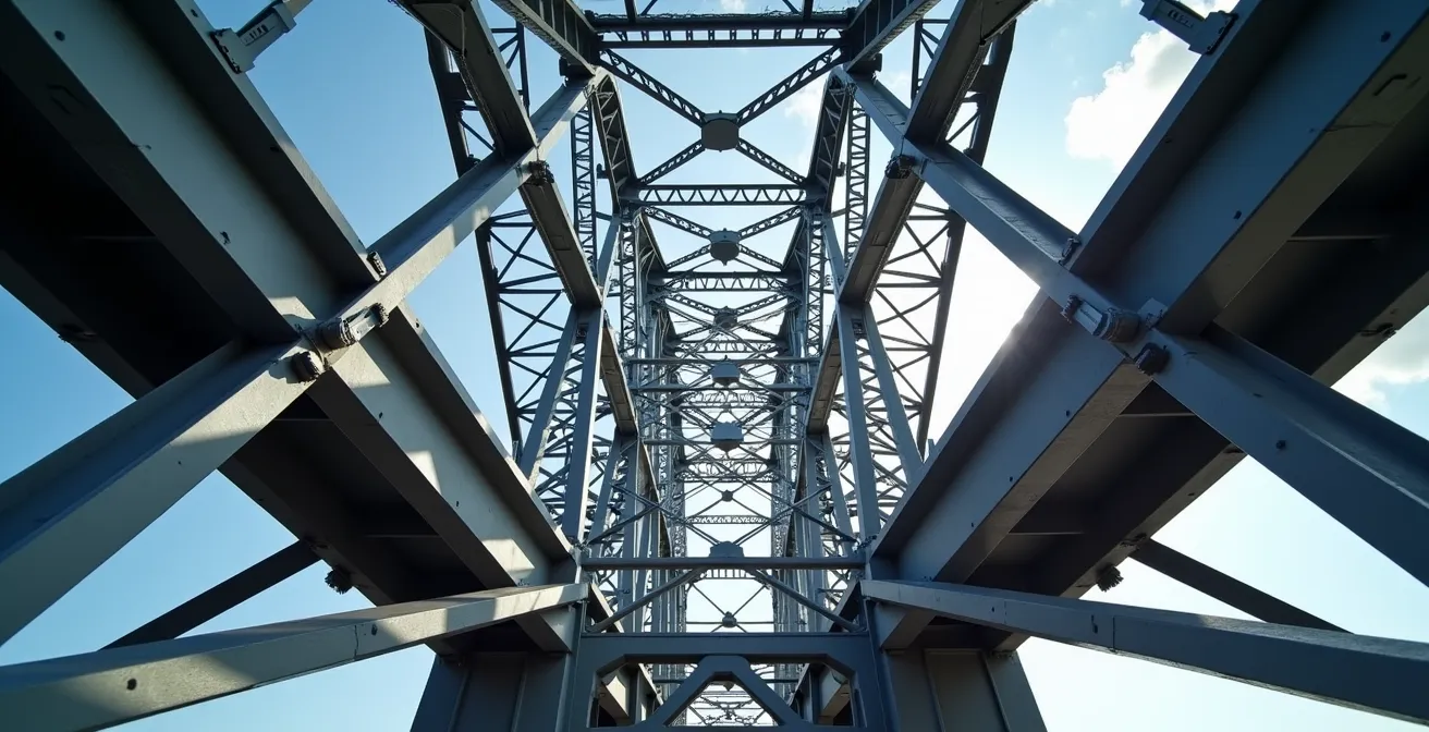 Visualisierung von Resilienz-Strukturen in modernen Arbeitsumgebungen, dargestellt durch eine robuste Brückenarchitektur.